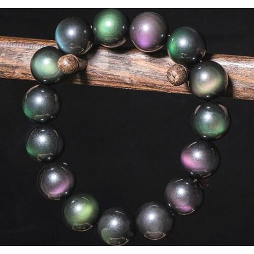 Genuine 6-20mm Natural Color Obsidian Gems Beads Bracelet Charm Jewellery Fashion Accessories Carved Amulet Gifts for Her Women