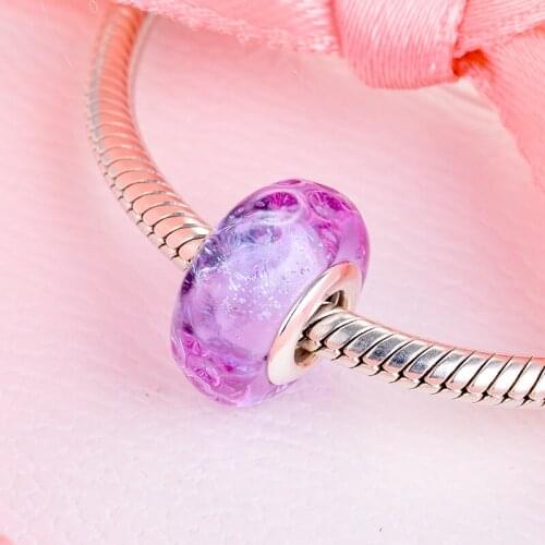 CKK Fit Pandora Bracelets Lavender Murano Glass Charms Silver 925 Original Beads for Jewelry Making Sterling Silver Berloque