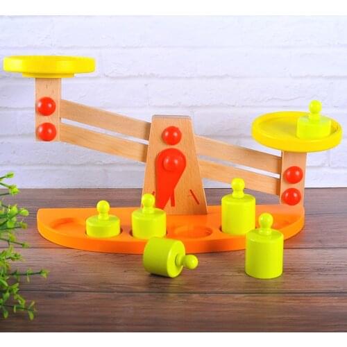 Children Montessori Educational Toy Small Wooden New Balance Scale Toy Kids Baby Early Education Gifts
