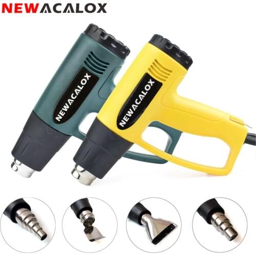 NEWACALOX 2000W 220V EU Plug Industrial Electric Hot Air Gun Thermoregulator Heat Guns Shrink Wrapping Thermal Heater Nozzle