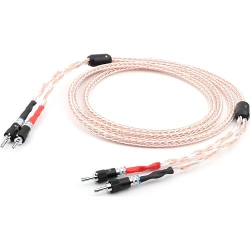 Pair HiFi Speaker Wire Speaker Cable with Rhodium Plated Banana Plugs 10AWG (OFC) Speaker Wire