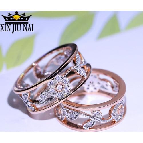 Geometric Crystal Ring Rose Gold Silver Color Flower Rings Wedding Engagement For Women 925 Finger Elegant dance Jewelry Anillos