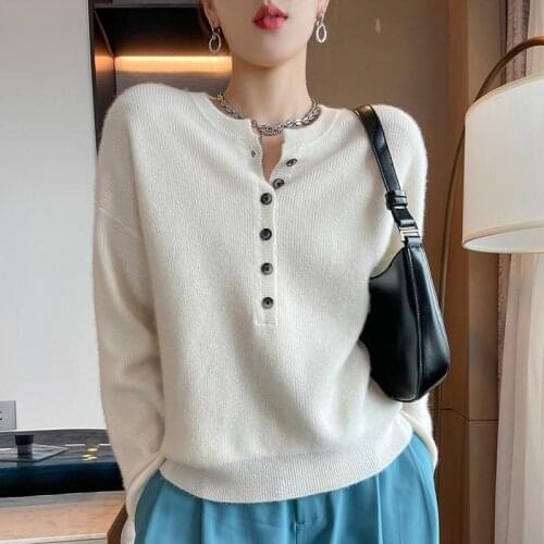 MeetMetro Women Sweater 100% Wool Pullover Women O-Neck Fashion Autumn Loose Knitted Sweater Knit Tops Jumper Women Knitwear