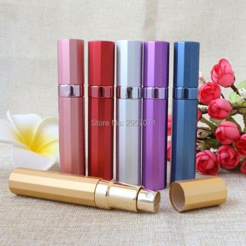 Fashion 8ml Mini Portable Aluminum Refillable Perfume Bottle Empty Travelling Spray Atomizer Bottles Cosmetic Container 12pcs