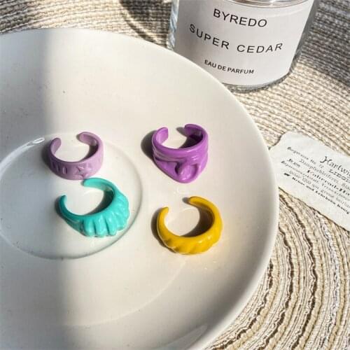 53177 new personality trend resin opening ring creative irregular color joint ring