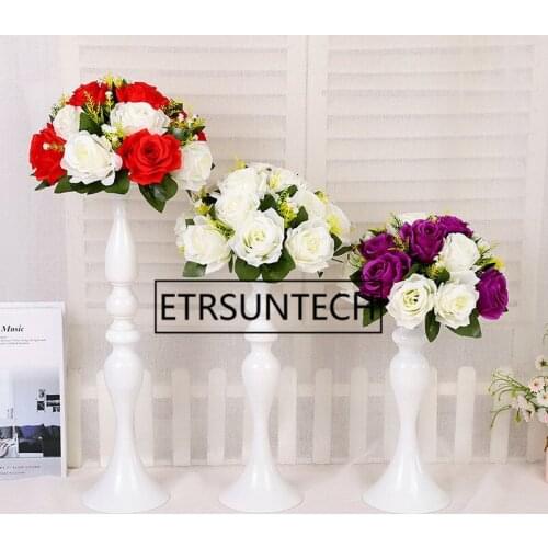 Silver Gold White Candle Holders 50CM/20" Flower Vase Candlestick Wedding Decoration Table Centerpiece Flower Rack Road Lead