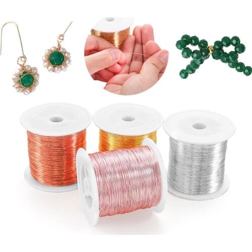 1Roll 0.3-1mm Solid Colorfast No Discoloration Copper Wire Not Fade Beading Cord Beading Wire DIY For Jewelry Making Accessories