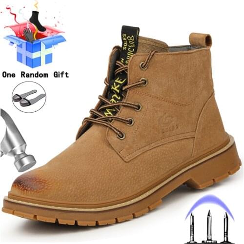 High Quality Work Safety Boots Men Steel Toe Cap Work Shoes Men Anti-Smashing Work Boots Male Safety Shoes Men For Martin Boots
