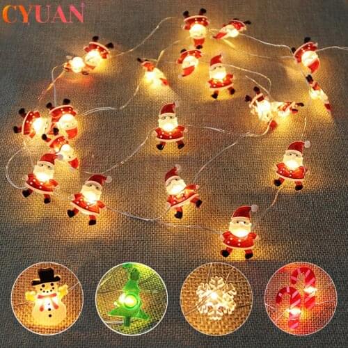 2M Santa Claus Christmas Tree LED String Lights Garland Snowflakes Christmas Decoration for Home Fairy Light New Year Xmas Decor