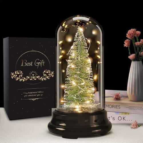 Led Lights Christmas Tree Imitation Glass Cover Colorful Glowing Cedar Tree Halloween Decoration Ornaments Xmas Gifts for Kids