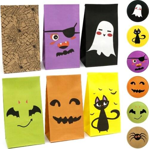 Happy Halloween Packaging Gift Bags Paper Bags Party Decoration Favors Present Boxes Cookies Candy Sweets Trick or Treat Bag