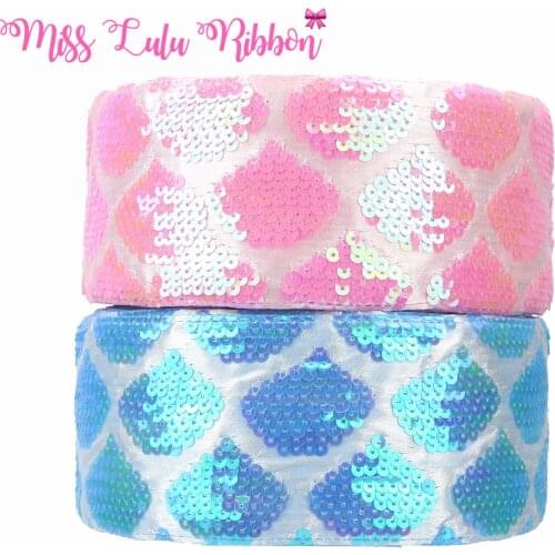 Sequin Series 3 Inches 75mm 25 Yards Velvet Heart-Shaped Printed Ribbon Bow Knot Hair Knot Clothes Decoration Accessories