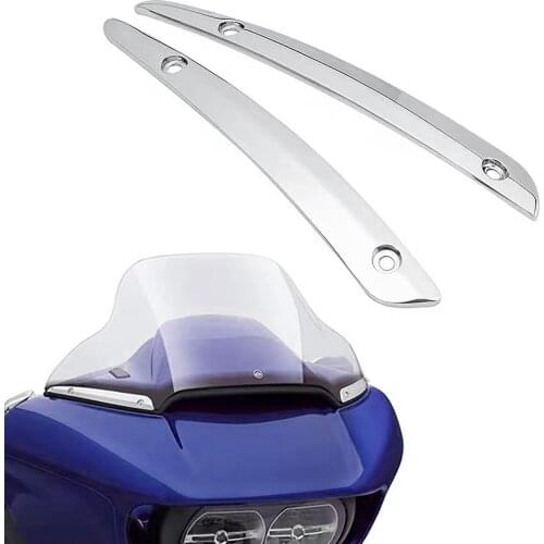 Windshield WindScreen Chrome Side Trim For Harley Double-Lamp Gliding Motorcycle 2015-2021
