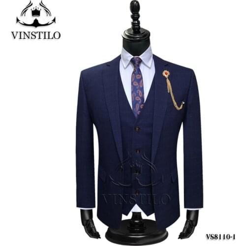 VINSTILO 2020 Men’s Casual suit Slim Fit men suit one button high-grade Suit VS8110