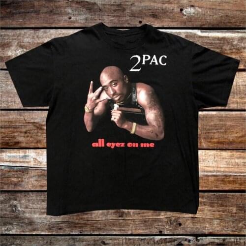 Vintage 2Pac All Eyez On Me Death Row Records Black Tee Shirt Size Gift Print T-shirt Hip Hop Tee T Shirt bigger size sbz8486