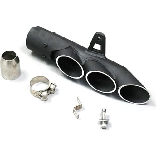 Motorcycle Three-outlet Exhaust Tail Pipe left Aluminum With 38-51 mm Stainless steel welding connector