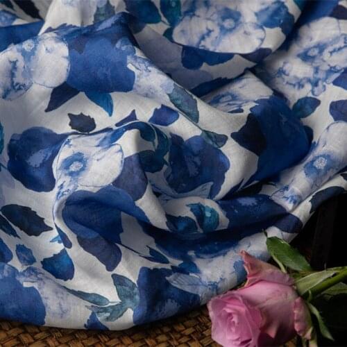 High quality pure ramie patchwork High end digital printing tissu Custom designer dress Robe material