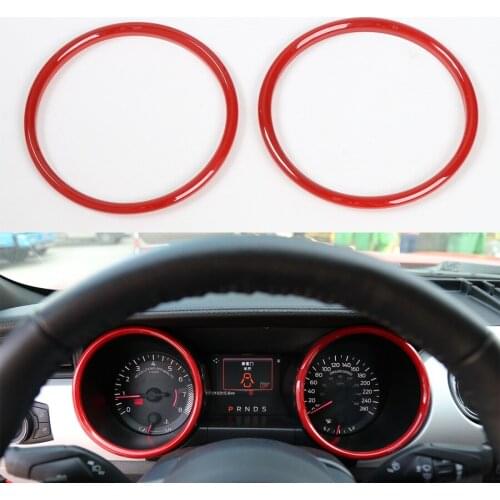 YAQUICKA 2Pcs/set Auto Car Dashboard Instrument Panel Decoration Ring Circle Trim Styling Fit For Ford Mustang 2015 2016 ABS