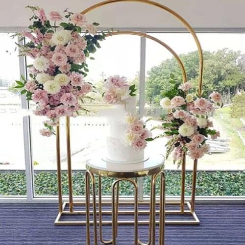 Iron Crafts Flower Double Arch Metal Frame For Outdoor Wedding Fabric Display Birthday Party Balloons Stand Stage Props Rack