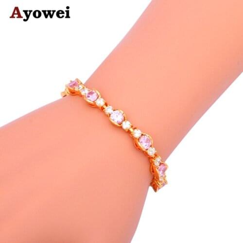 Zircon Bracelets for Women New Coming 2016 Gold color Beautiful Pink Crystal Fashion Jewelry for Women TBS988A