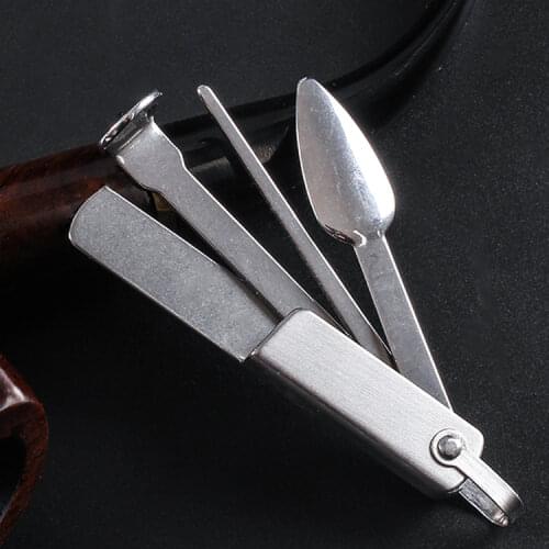 1pcs Stainless steel 4 in 1 Smoking Pipe Tool -Tobacco Reamer Tamper Pokers Smoking Accessories Key Ring Storage Portable