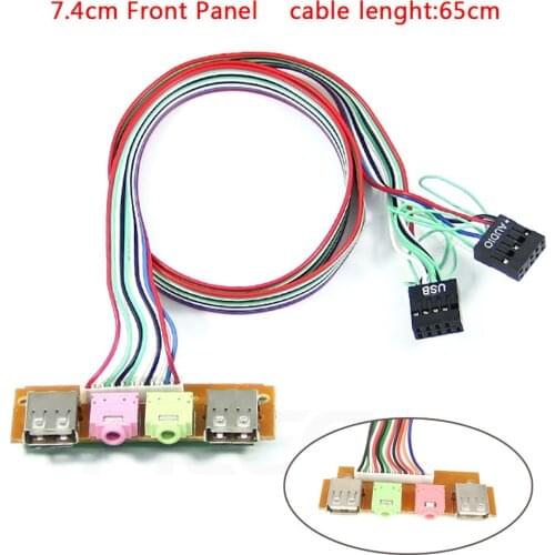 2 USB PC Computer Case 7.4cm Front Panel USB Audio Port Mic Earphone Cable