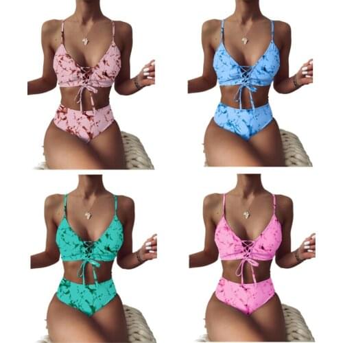 2021 Sexy High Waist Bikini Maillot De Bain 2 Pièce Femme Bandeau Brazilian Swimwear Push Up Padded Bathing Suit Biquinis Bather