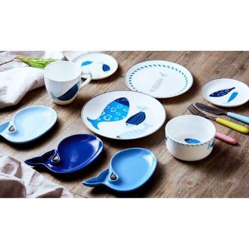 2021 Fashion Bone China Tableware Children Set Western Cute Cartoon Dishes Combination Tableware Rice Bowl Dinnerware Utensils