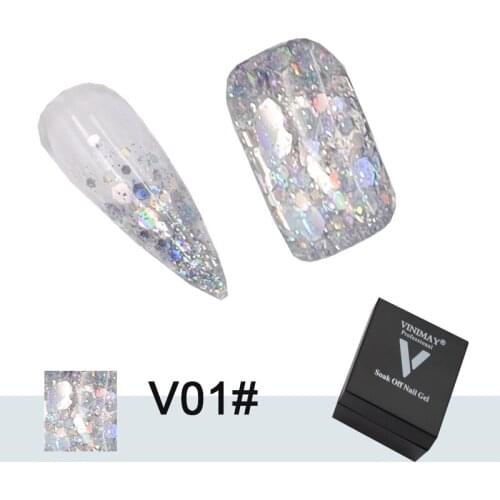 24 Colors Explosion Diamond Gel Nail Polish Glitter Sequins Bright Reflective Semi Permanent Hybrid Varnishes Nail Art Glue Tool