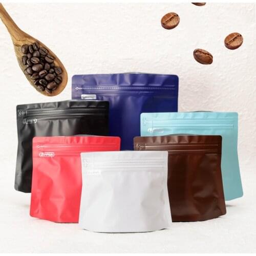 25pcs Thick Coffee Bean Package Bags with Valve Aluminum Foil Mylar Stand Up Coffee Bean Powder Zip Lock Bags 125g-1KG