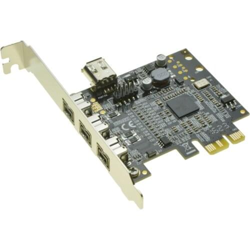3 ports 1394B + 1 shared 6Pin 1394A PCI-e Controller card PCIe to external Firewire 800 IEEE 1394b Port