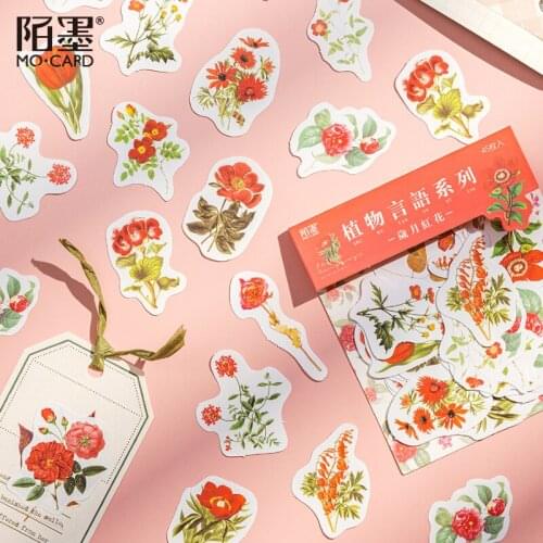 45 pcs/Pack Colorful Plant Flowers Language Series Handbook DIY Decoration Sticker