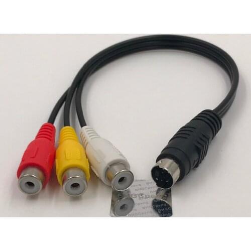4pin S video to 3 RCA Cable High Quality for PC Laptop TV 4pin Male to 3RCA Female Adapter 0.25m 1Pcs