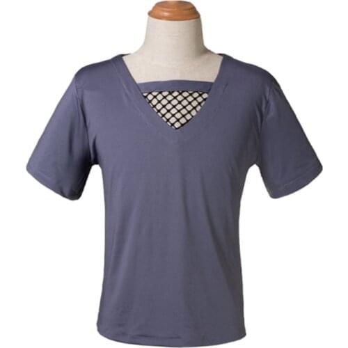 Akatsuki Uchiha Itachi Cosplay Costume Anime Tee Gray Fishnet T-shirt