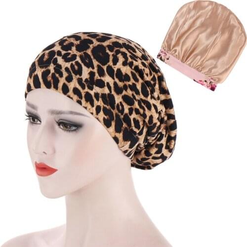 Unisex Adults Satin Hair Cap Nightcap Wide-brimmed Floral Sleeping Cap Shower Cap Silk Bathing Hats For Bathroom For All Seasons