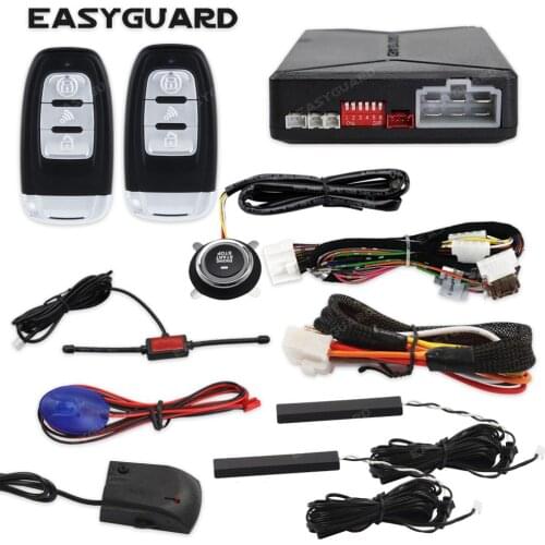 EASYGUARD PKE car Alarm with Push Engine Start & Remote Engine Start & Shock Alarm Warning Proximity Lock Unlock EC010 DC12V