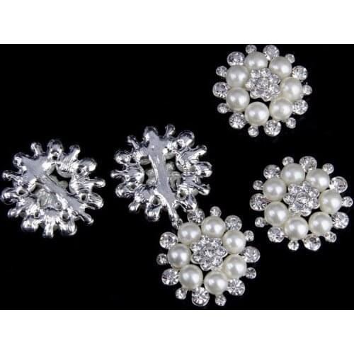 Fee shipping 5pc/lot 30mm rhinestone button flatback silvery wedding hair bow garment Flower Center DIY accessories Handcraft