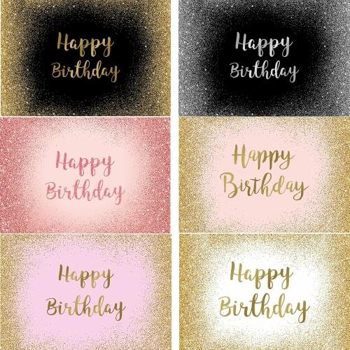 Glitter Happy Birthday Backdrop Children Woman Man Birthday Party Background Decor Shiny Photographic Backdrops Photo Shoot