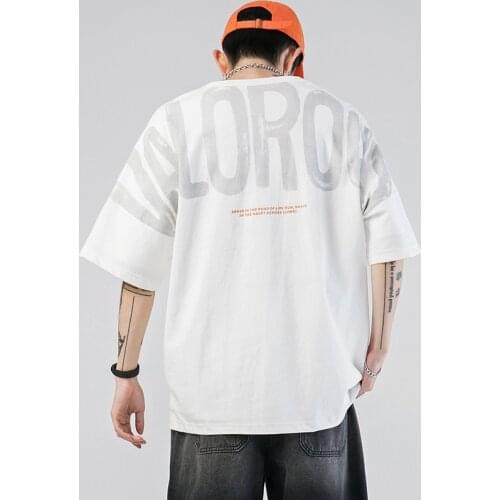 T Shirt For Men Hip Hop 2021 Dark Streetwear Tshirt Letter Print Harajuku Summer Short Sleeve T-Shirt Cotton Tops Tees Oversize