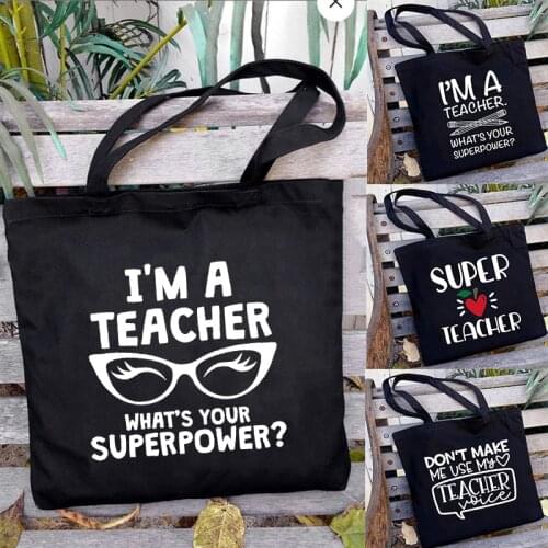 Super Teacher Print Women Canvas Shoulder Bags Ladies Travel Handbag Female Casual Tote Literary Book Bag Shopping Bag Best Gift
