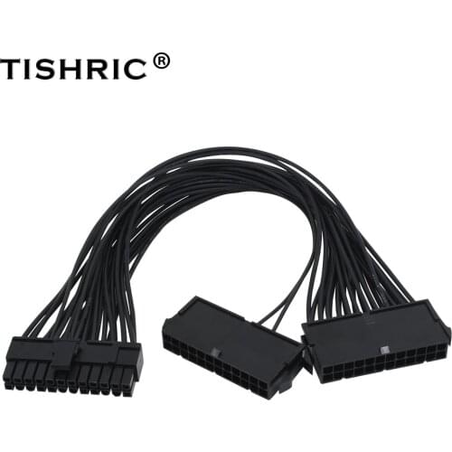 TISHRIC Dual PSU Cable Extension sync Synchronous Adapter ATX 24Pin Power Supply Sync Starter ADD2PSU Riser for GPU Miner Mining