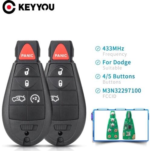 KEYYOU Smart Remote Car Key 433mhz ID46 Chip For Dodge Keys 4/5 Buttons M3N32297100 For Dodge Dart 2012-2016