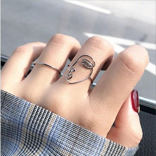 New cute funny large face Anel Masculino Anel Authentic Naughty Line Finger Ring For Women Jewelry Gift