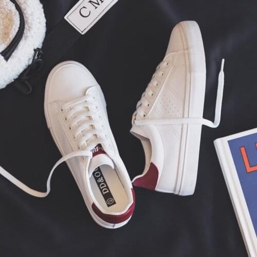 Womens Shoes New Fashion Casual Platform Soild Leather Classic Cotton Women Vulcanize Shoes Casual Lace-up White Shoes Sneakers