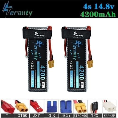 100% Capacity 4S 14.8v 4200mAh 35C LiPo Battery For RC Drone RC Cars RC Robots RC Boats toy 14.8v Rechargeable Lipo Battery 2pcs