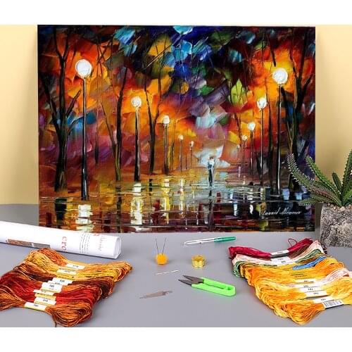 Oil Painting Style Soul Fall Printed Fabric 11CT Cross-Stitch Embroidery Kit DMC Threads Knitting Handiwork Handicraft Sales