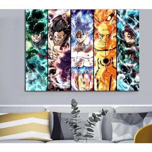 Dragon Ball Poster Japanese Anime Goku Cartoon Characters HD Printable Canvas Art Mural Children Room Decoration Picture Cudros