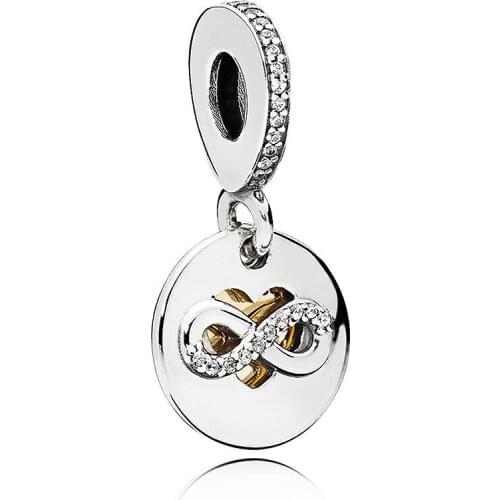 Original Gold Color Love Heart Of Infinity Pendant Beads Fit 925 Sterling Silver Bead Charm Bracelet Bangle Diy Jewelry