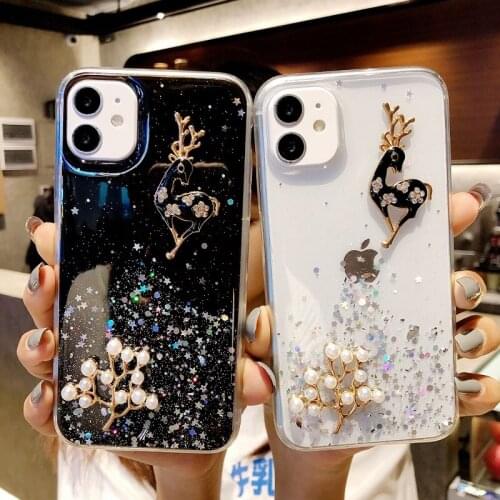 Glitter Clear Bling Star Case For Huawei Nova 8 7 6 5T 5 5i 4E 4 3E 3 3i 2 2S SE Pro Christmas Deer Stars Epoxy Cover
