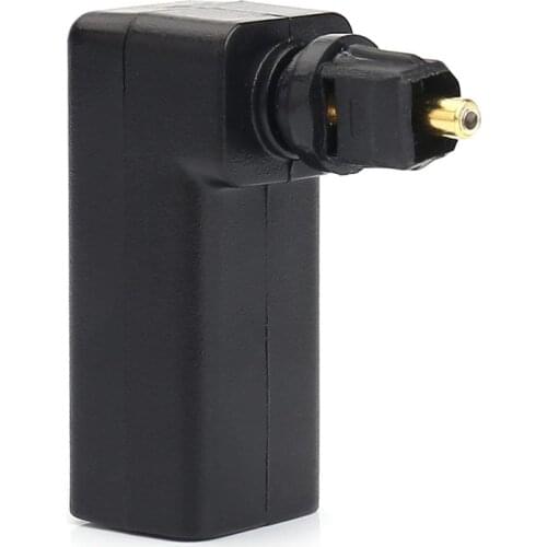 Right Angle Digital Optical Toslink Fiber Optic Adaptor, 360 Degree Rotatable Digital Optical Audio Cable Adapter Converte